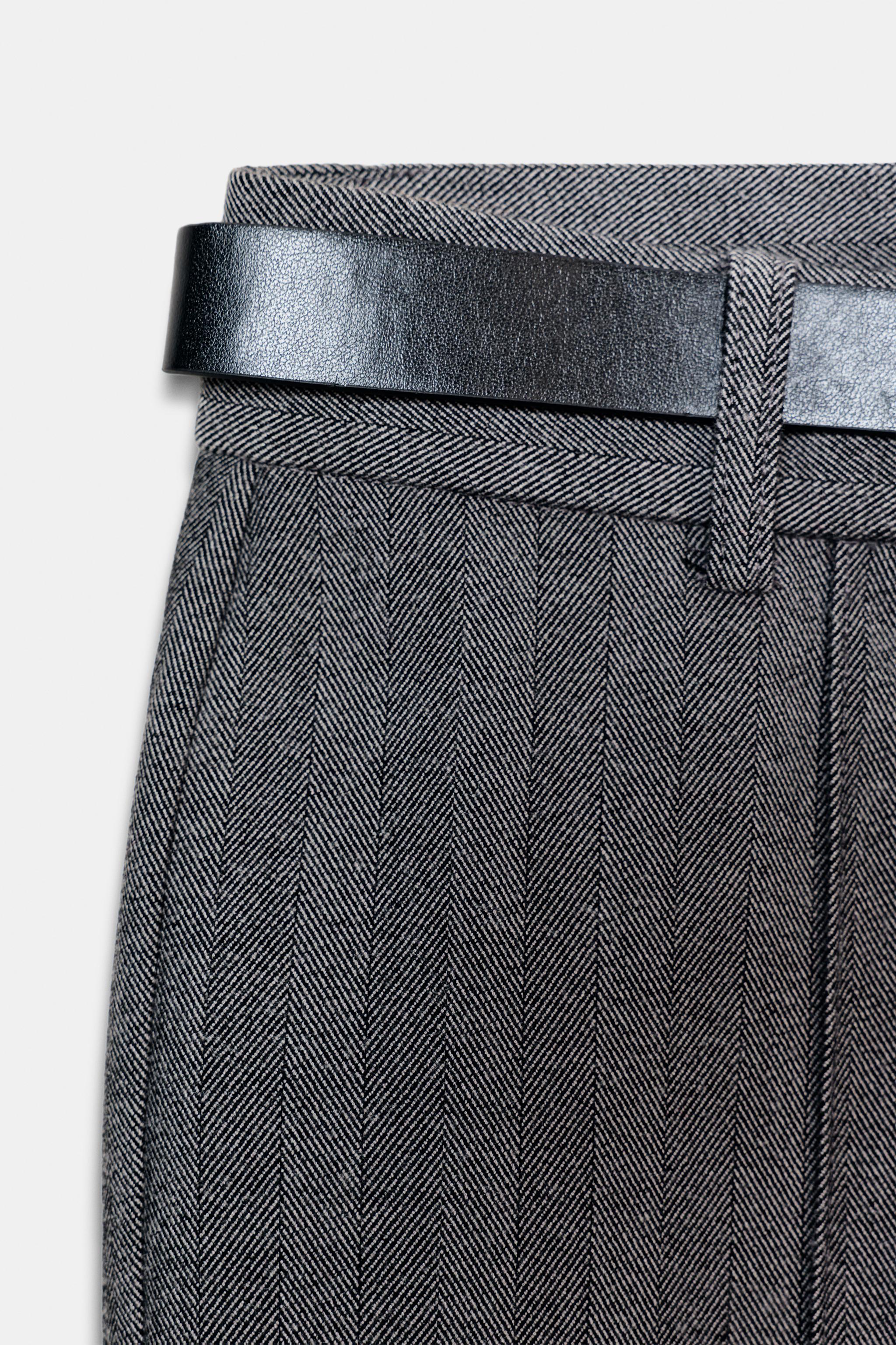 HERRINGBONE FLARE LEGGINGS WITH BELT